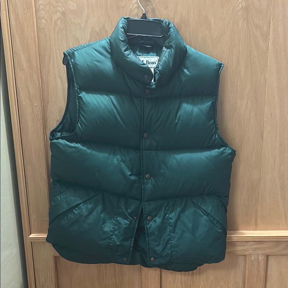 Vintage L.L. Bean Green Puffer vest High Collar Quilted